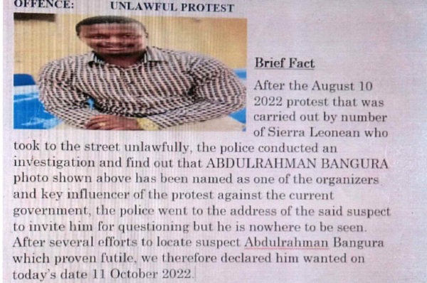 Abdulrahman Bangura Declare Wanted