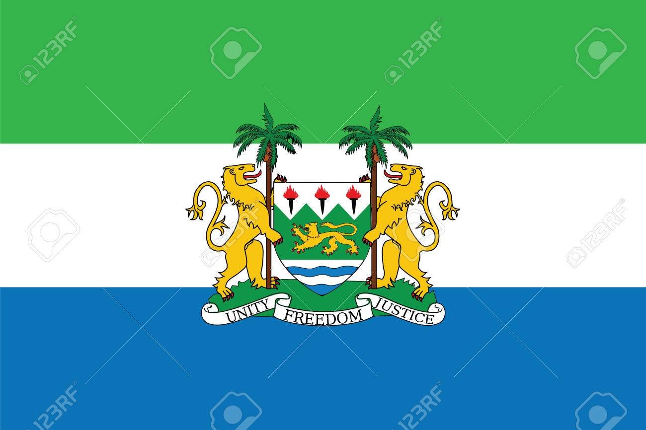 Flag of Sierra Leone with Coat of Arms. Vector Format