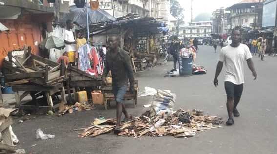 This is how Freetown business centre looks like after July night rain on Sunday 9, 2023. Photo taken by Hassan Conteh