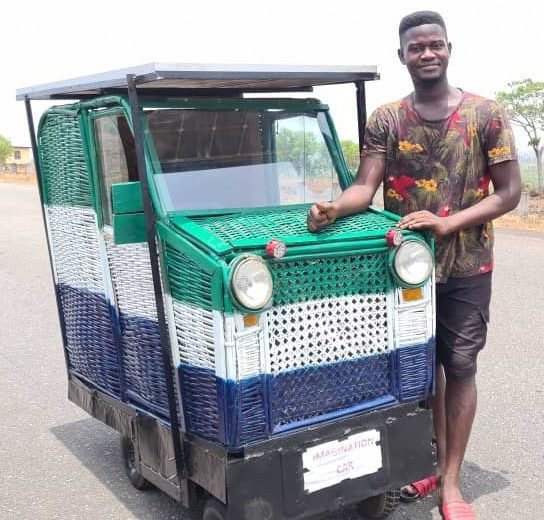 A solar-powered car which speeds 15km per hour was named ‘imagination car’ unveiled in 2021 by a young Sierra Leonean inventor, Emmanuel Alieu Mansaray, a university student. Source: Vice Versa Global & euronews.green. 