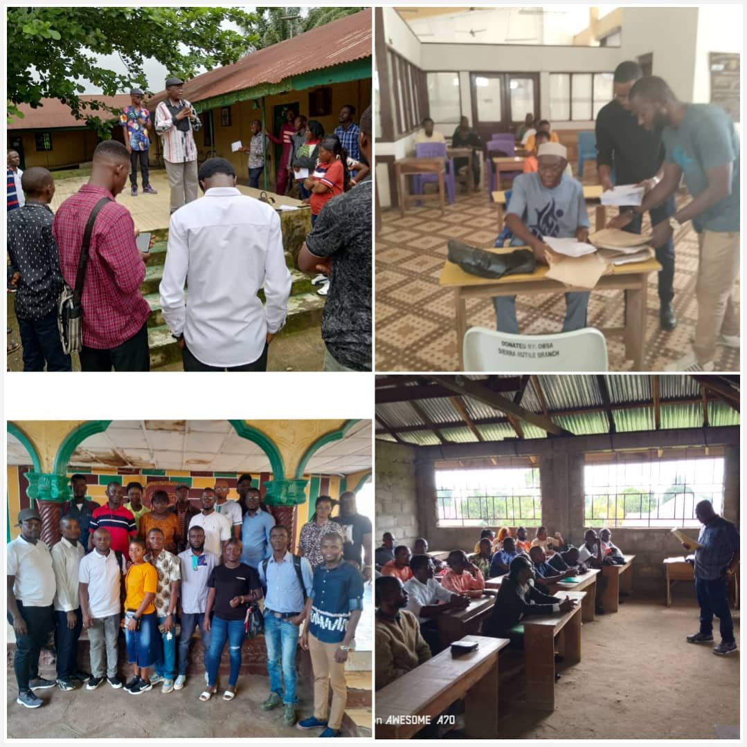 Clockwise: Commissioner M. R. Koroma, addressing Applicants at the St. Francis Secondary School in Makeni, Commissioner Ahmed Abu Kemokai, sorting out the Question Papers in Bo, PSC Secretary, Mr. Jusu invigilating in Kenema and cross section of staff in Freetown