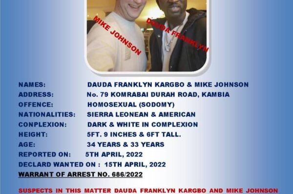 DAUDA FRANKLYN  KARGBO AND MIKE JOHNSON FOR HOMOSEXUAL ACT