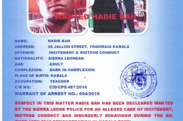 POLICE DECLARE HADIE BAH WANTED